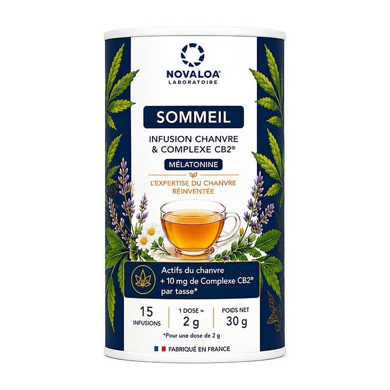 Infusion Sommeil Chanvre, Complexe CB2 & Mélatonine - Novaloa - Le Sport Discount pas cher