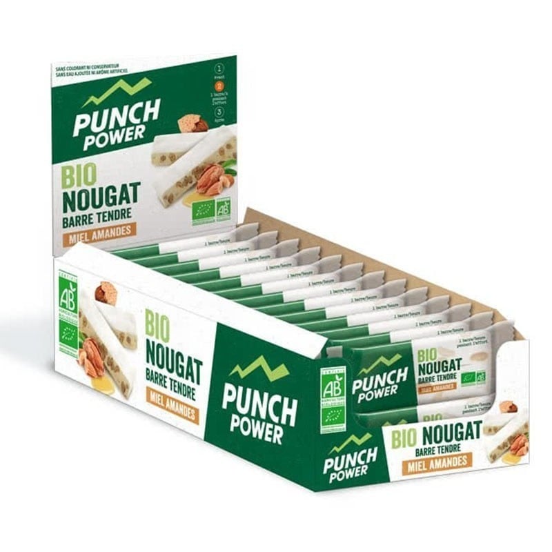 Bionougat Barre énergétique bio Miel Amandes - Pack 24 x 30 g - Punch Power - Le Sport Discount pas cher