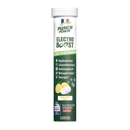 ElectroBoost Électrolytes Citron Caféine 20 comprimés - Punch Power - Le Sport Discount pas cher