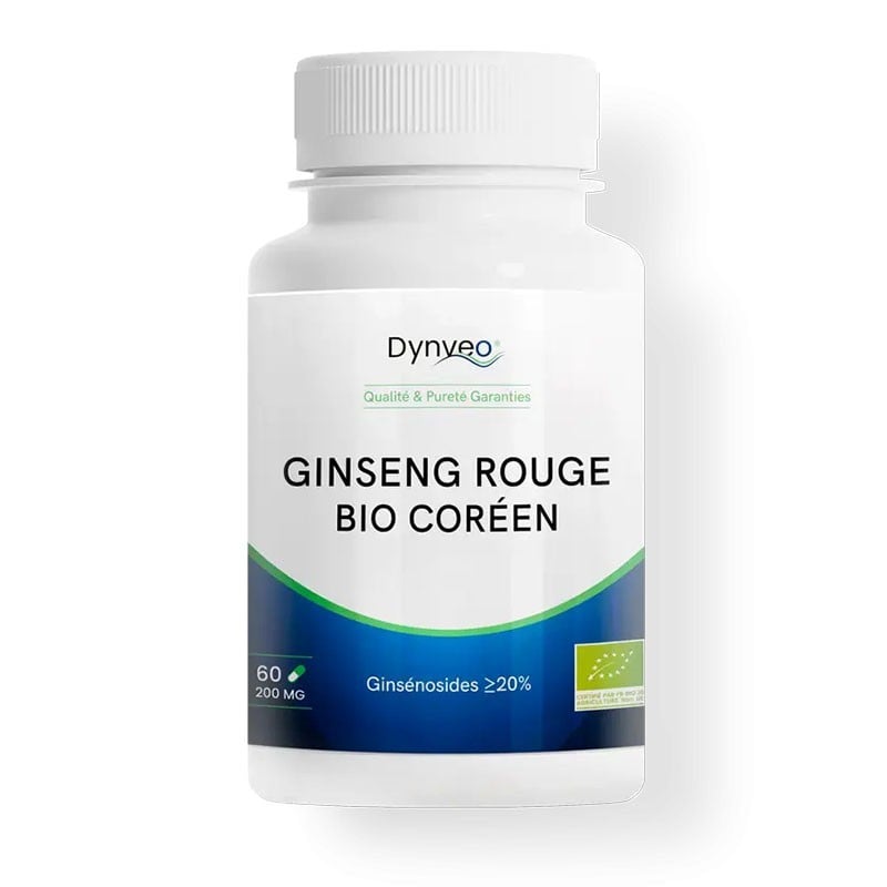 Ginseng rouge Bio coréen 200 mg 60 gélules - Dynveo - Le Sport Discount pas cher